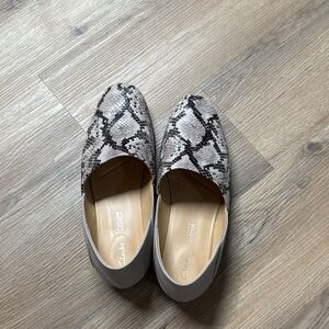 Clarks Women's Snakeskin Loafers - Black and Cream